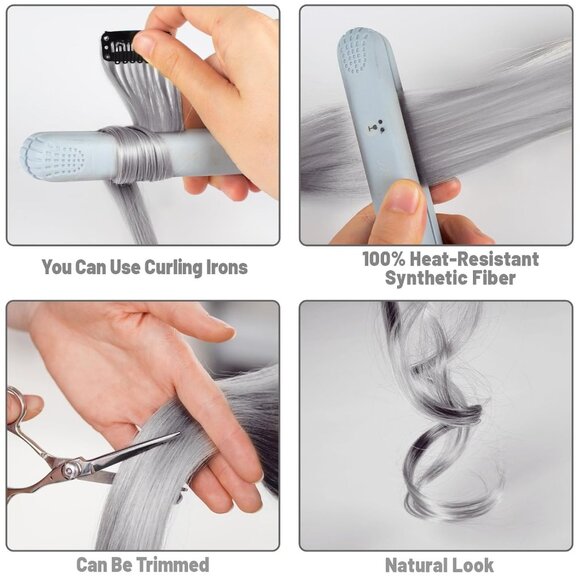 22" Colored Hair Extensions 10 PCS-Gray - Picture 5 of 6